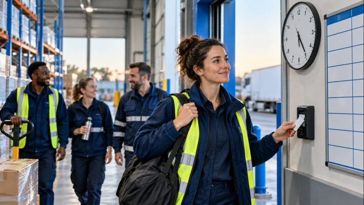 Працівники на зміні поруч із годинником у Франції